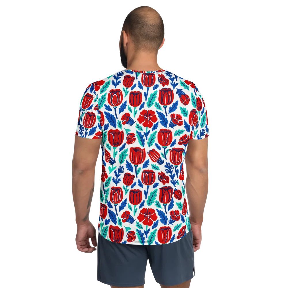 Crimson Garden on Men's Athletic T-Shirt — Back