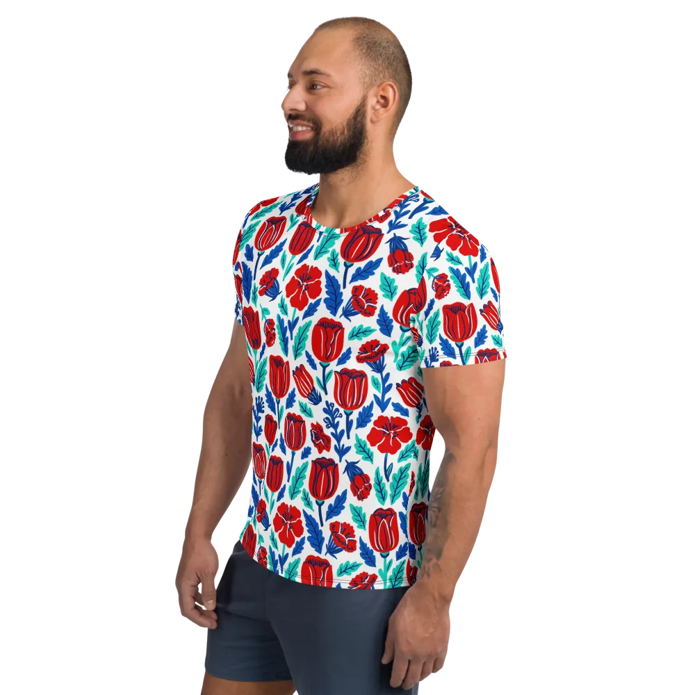 Crimson Garden on Men's Athletic T-Shirt — Left