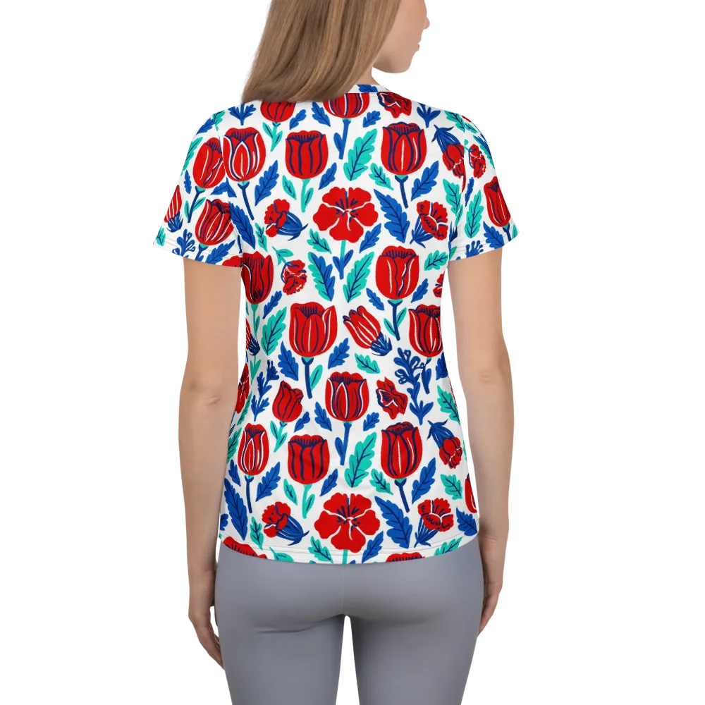 Crimson Garden on Women's Athletic T-Shirt — Back