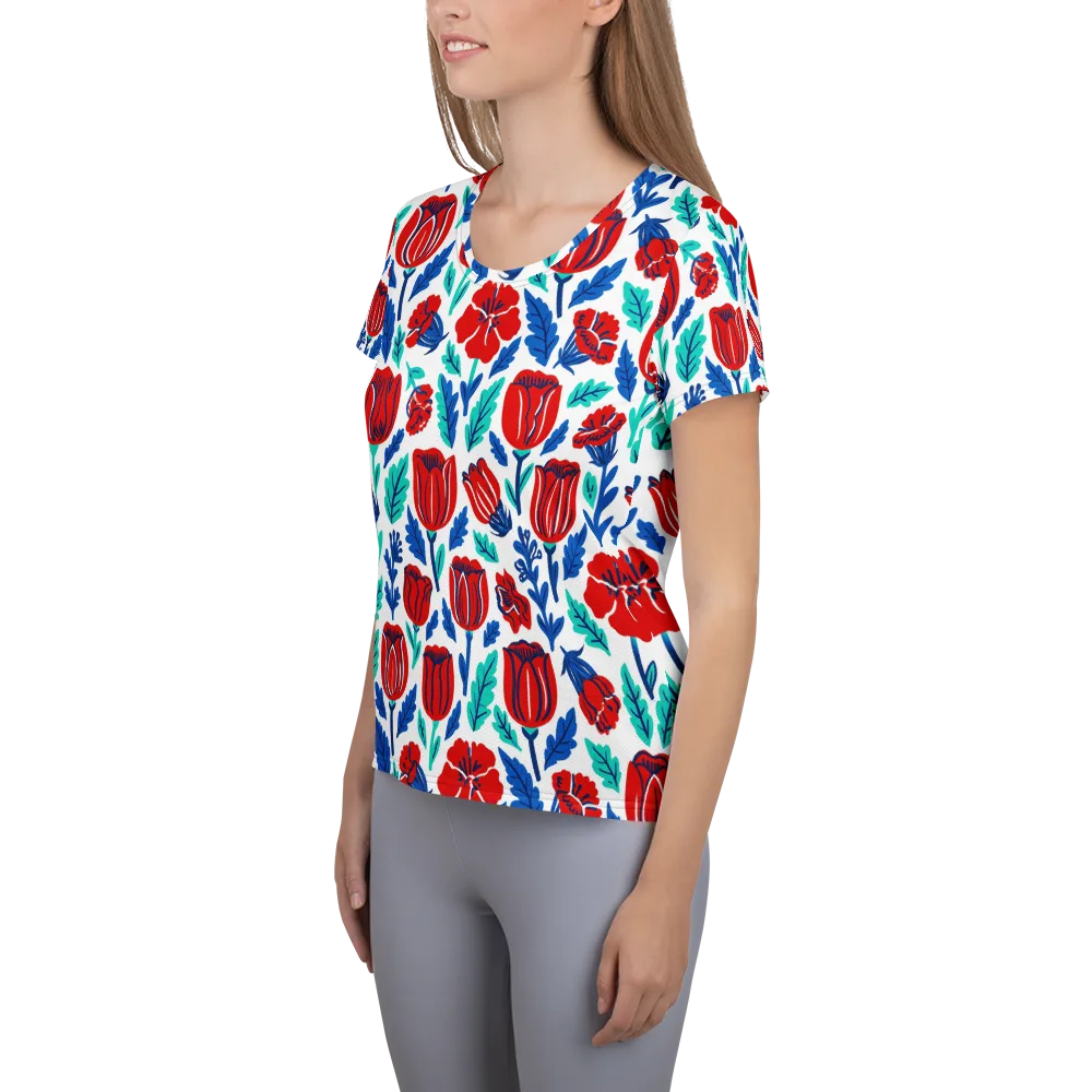 Crimson Garden on Women's Athletic T-Shirt — Left