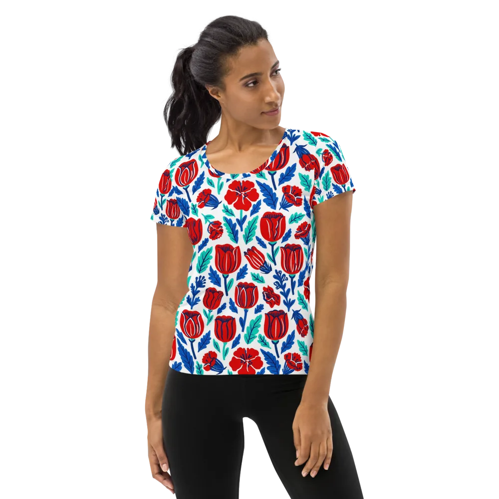 Crimson Garden on Women's Athletic T-Shirt — Front