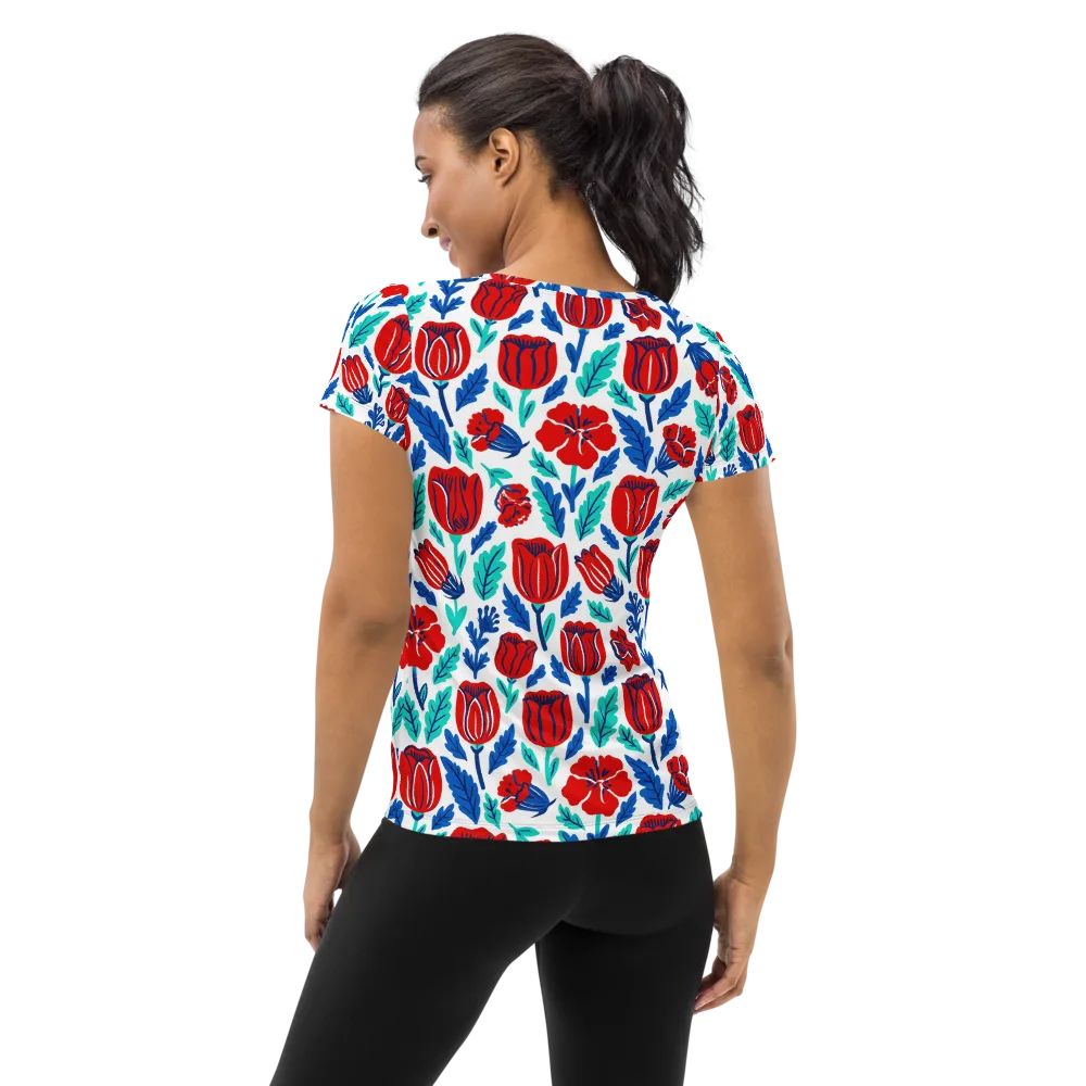 Crimson Garden on Women's Athletic T-Shirt — Back