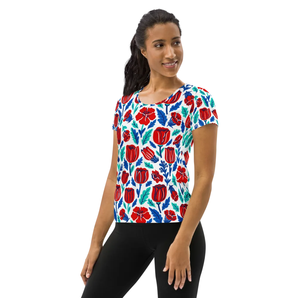 Crimson Garden on Women's Athletic T-Shirt — Left