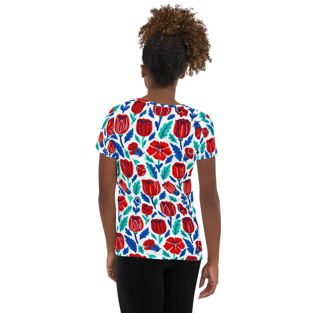 Crimson Garden on Women's Athletic T-Shirt — Back