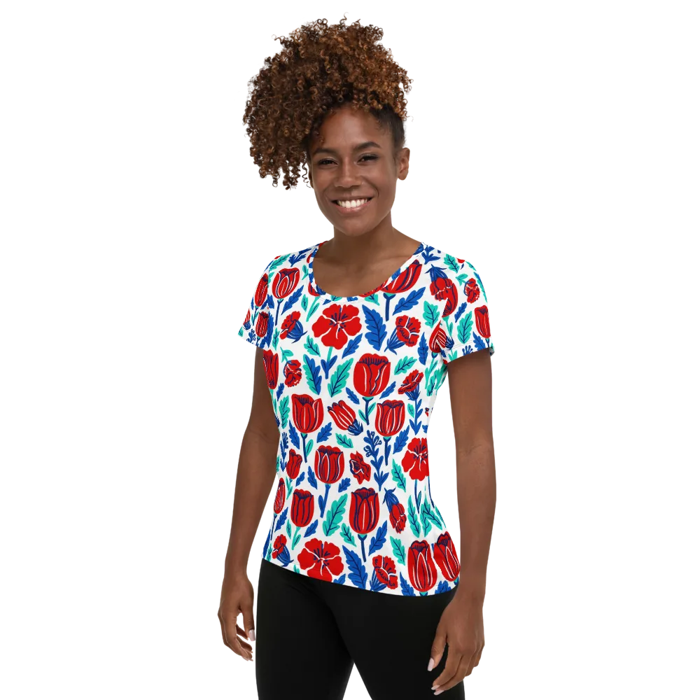 Crimson Garden on Women's Athletic T-Shirt — Left