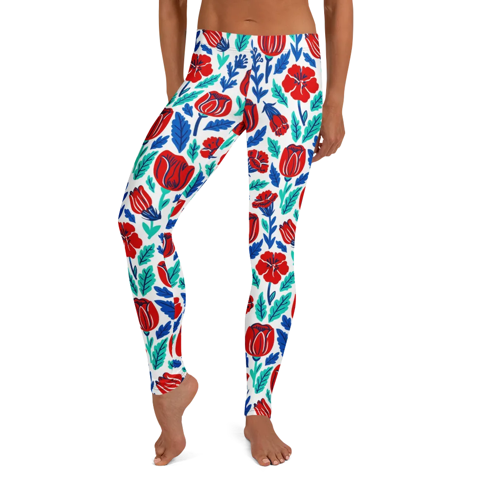 Crimson Garden on Leggings — Front