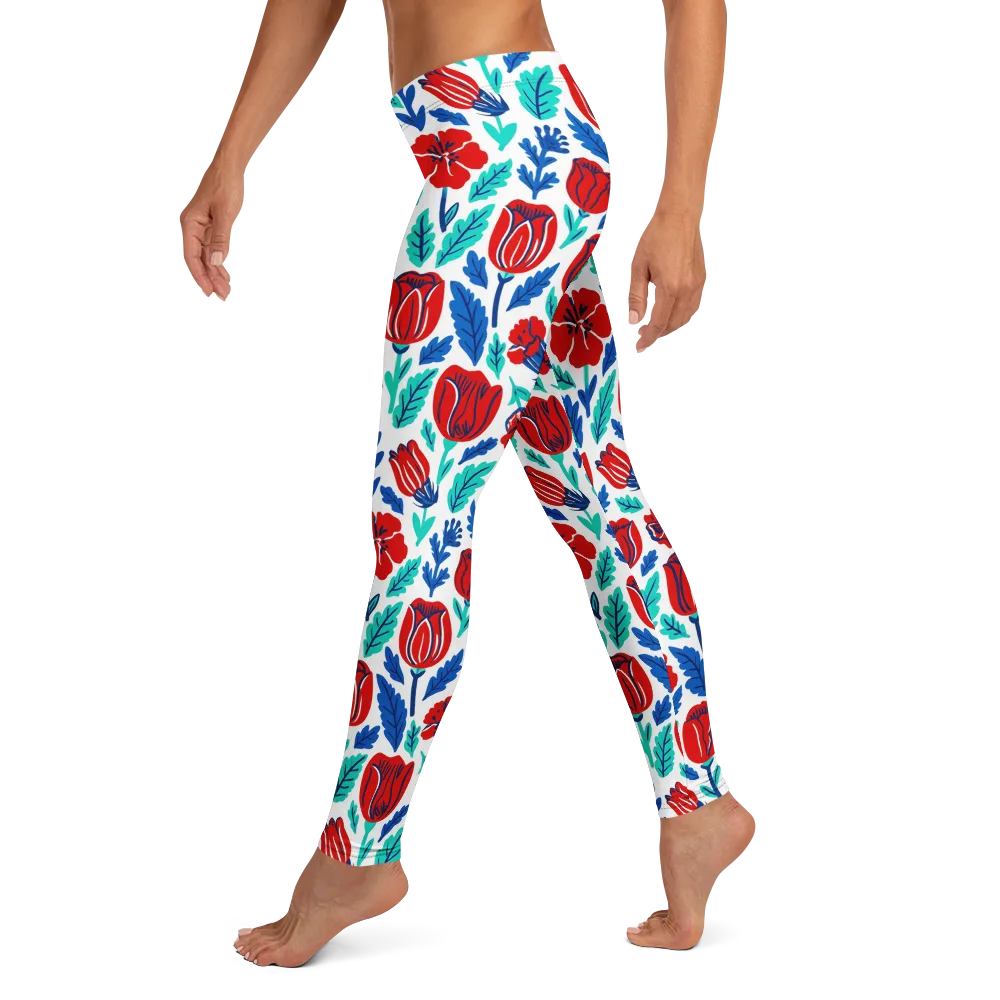 Crimson Garden on Leggings — Left