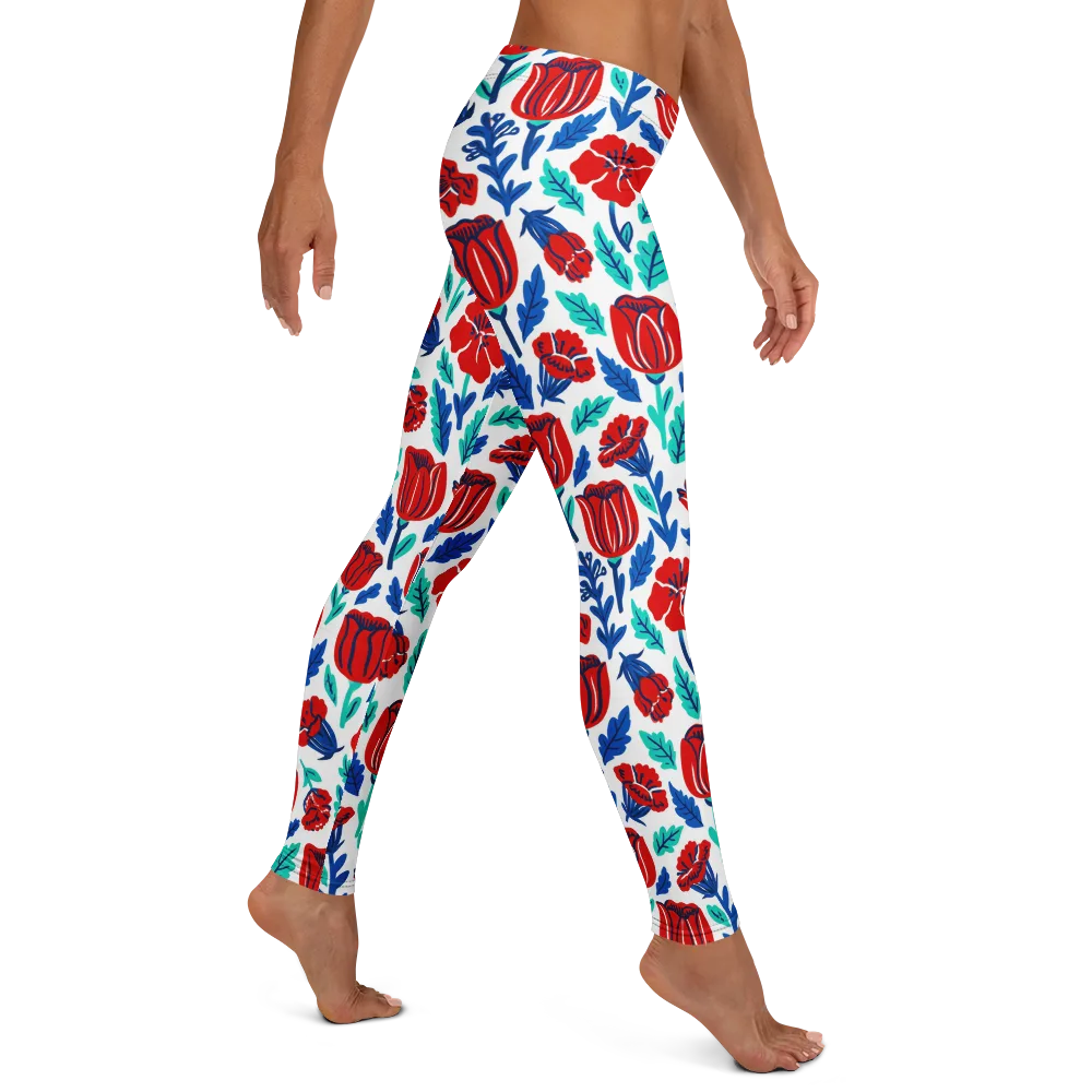 Crimson Garden on Leggings — Right