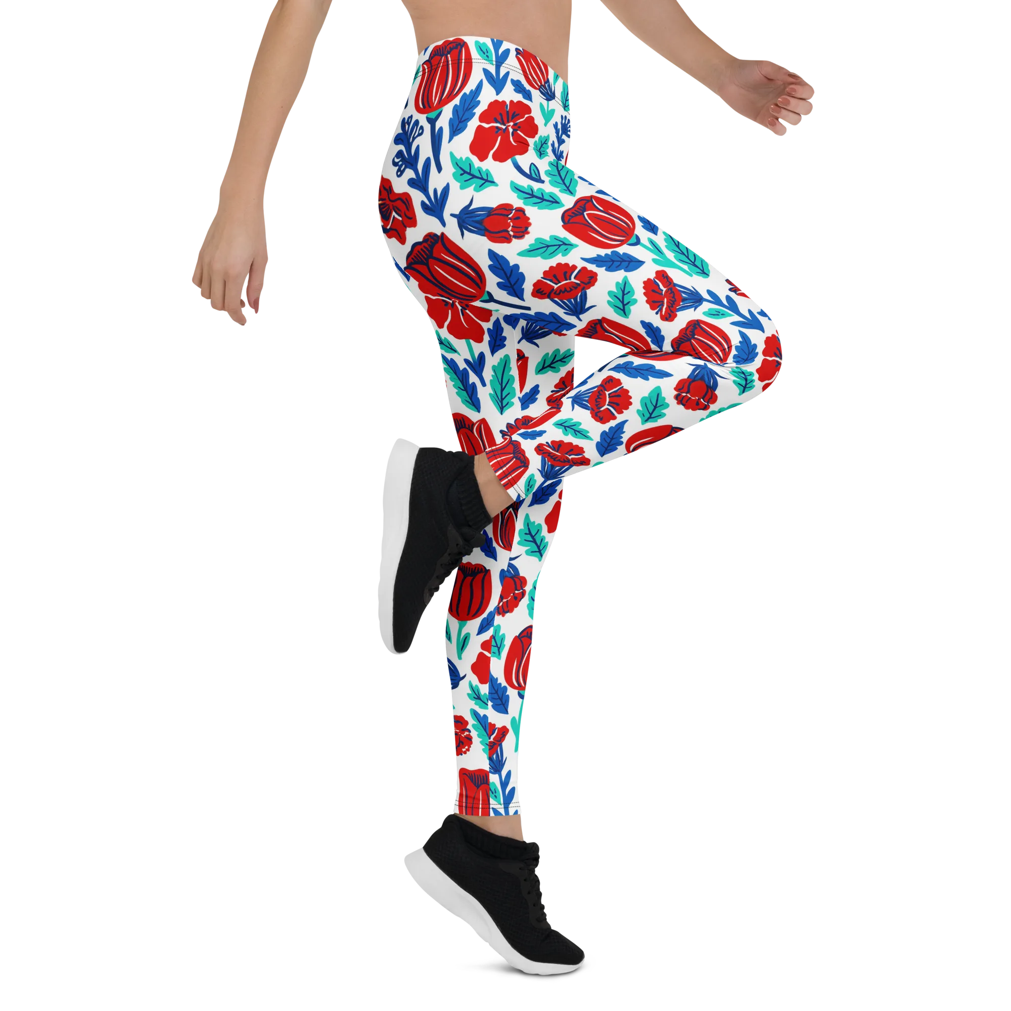 Crimson Garden on Leggings — Right