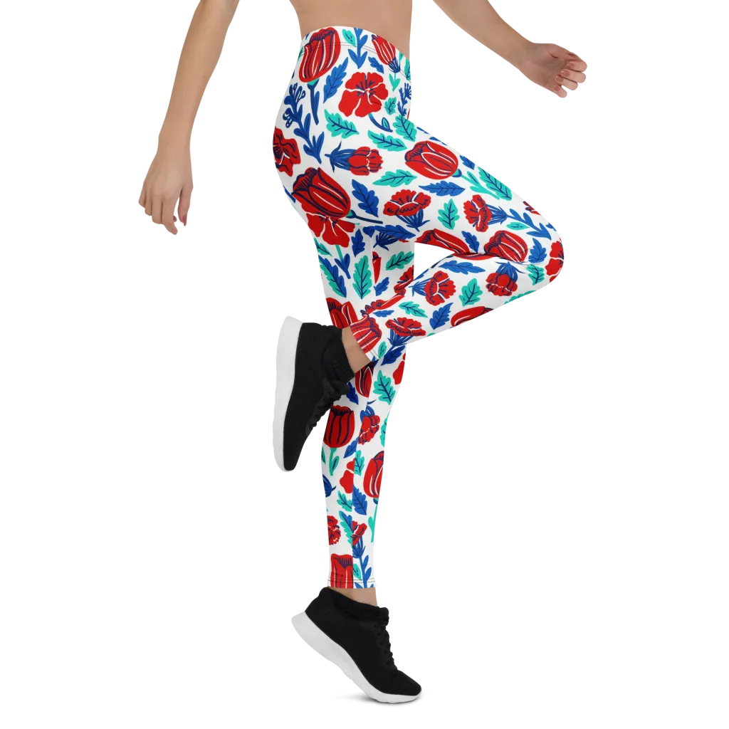 Crimson Garden on Leggings — Right