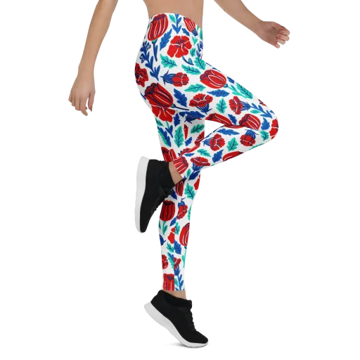 Crimson Garden on a Leggings