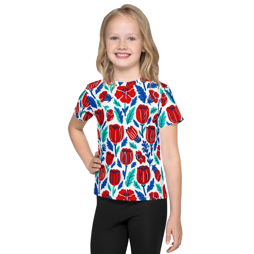 Crimson Garden on Kids Crew Neck T-Shirt — Front