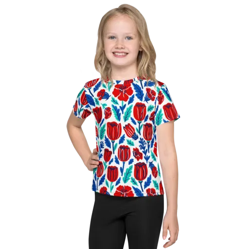 Crimson Garden on a Kids Crew Neck T-Shirt