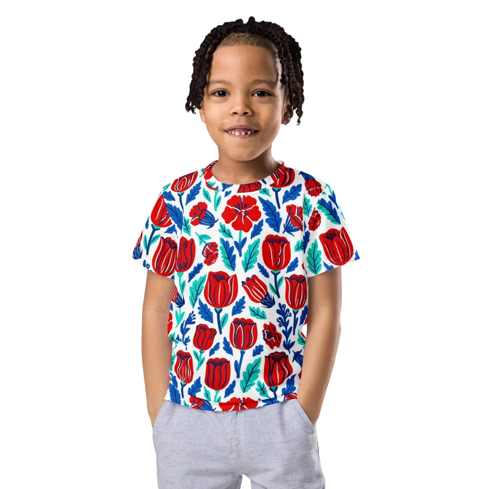 Crimson Garden on Kids Crew Neck T-Shirt — Front