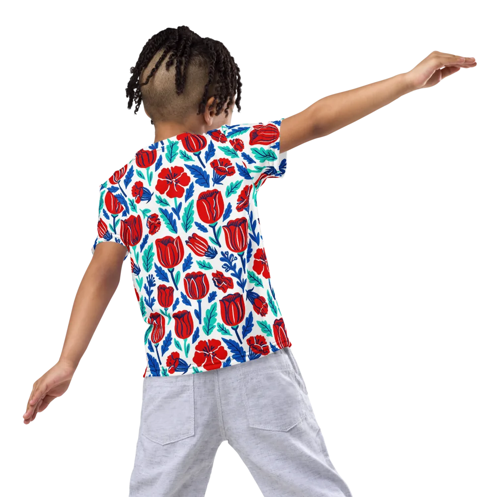 Crimson Garden on Kids Crew Neck T-Shirt — Back