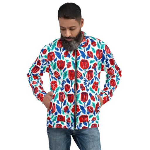 Crimson Garden on a Bomber Jacket