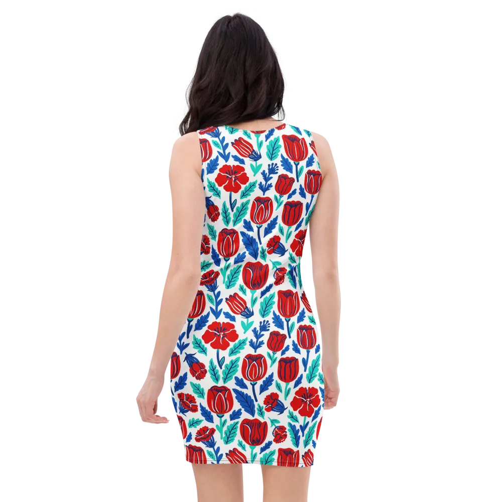 Crimson Garden on Bodycon Dress — Back