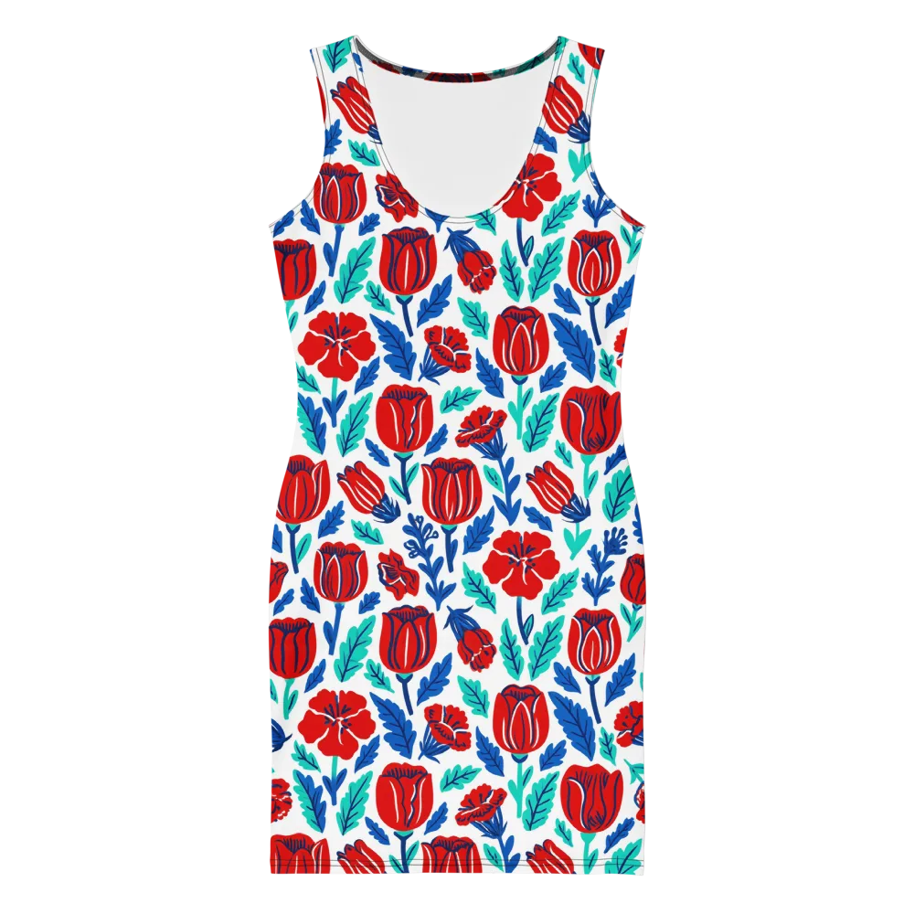 Crimson Garden on Bodycon Dress — Front