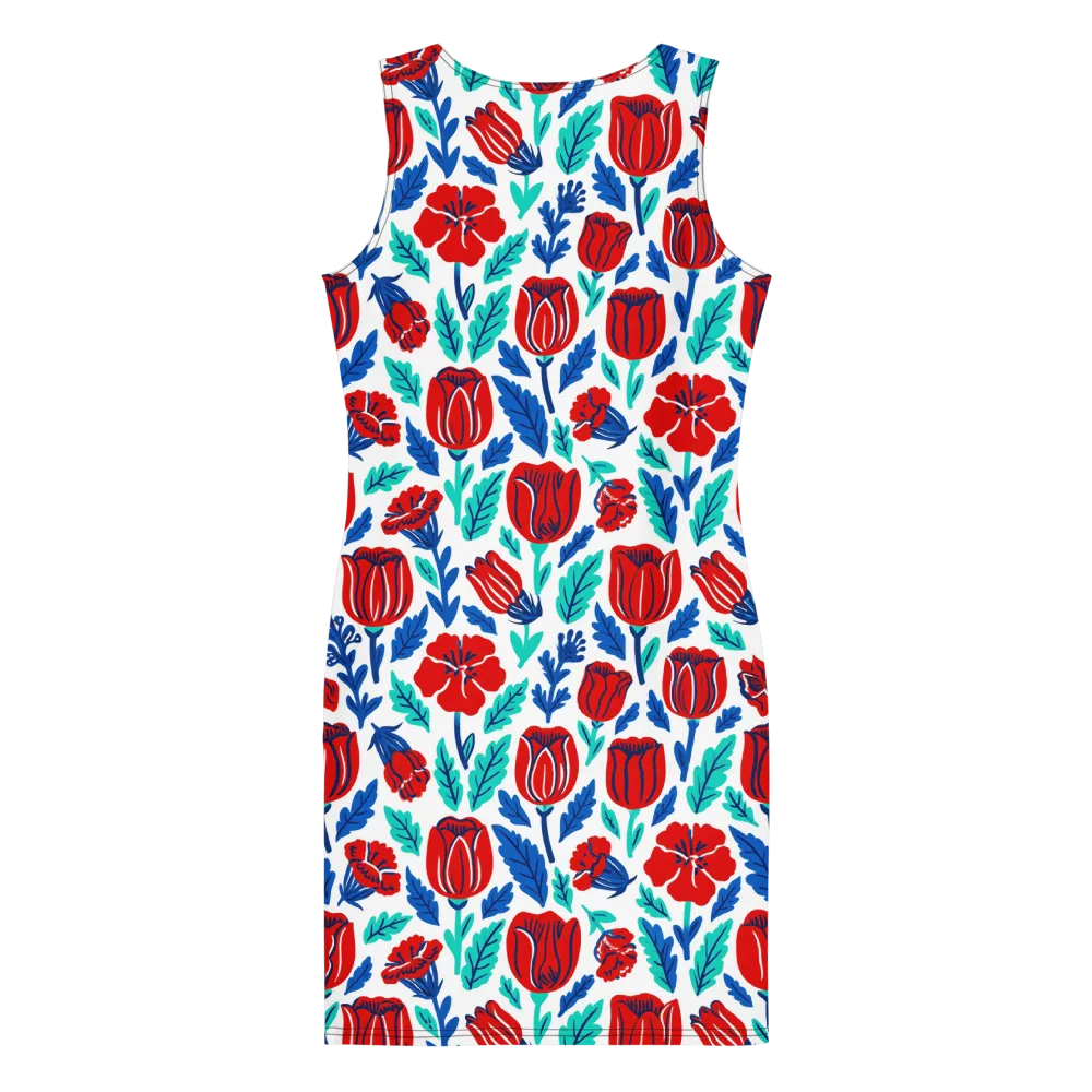 Crimson Garden on Bodycon Dress — Back