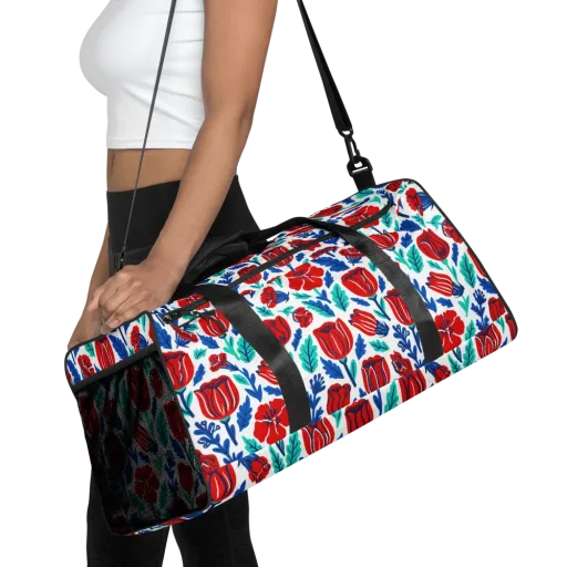 Crimson Garden on a Duffle Bag