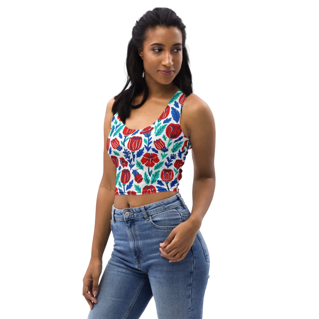 Crimson Garden on Crop Top — Left Front