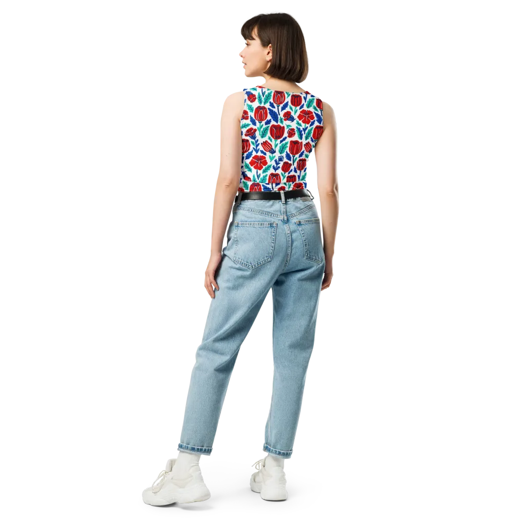 Crimson Garden on Crop Top — Back