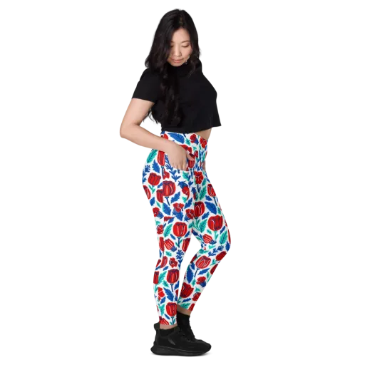 Crimson Garden on a Leggings with Pockets