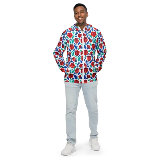 Crimson Garden on a Men's Windbreaker