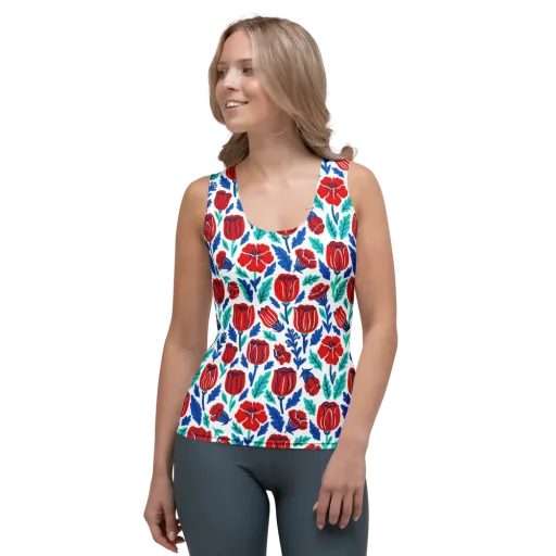Crimson Garden on a Women's Tank Top