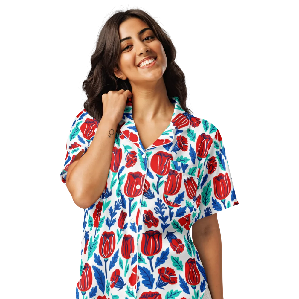 Crimson Garden on Women's Short Sleeve Pajama Top — Front