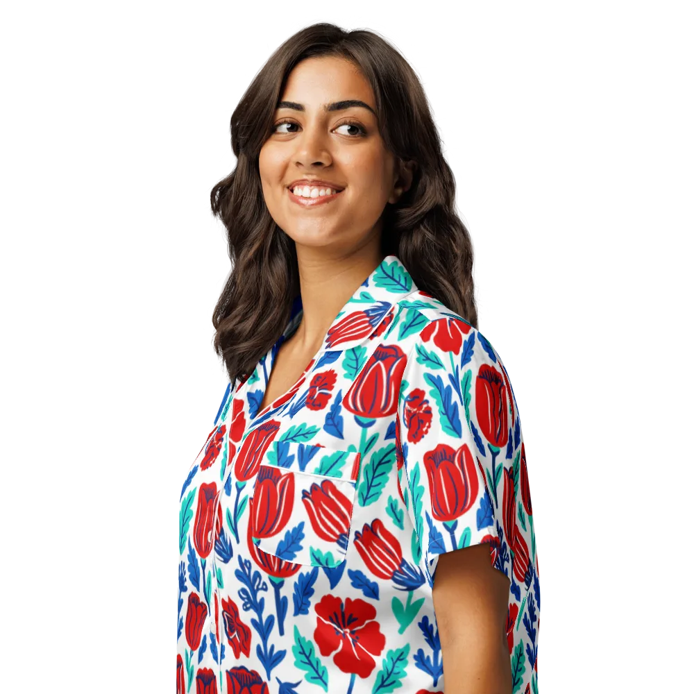 Crimson Garden on Women's Short Sleeve Pajama Top — Left Front