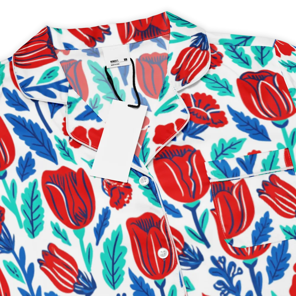 Crimson Garden on Women's Short Sleeve Pajama Top — Product details