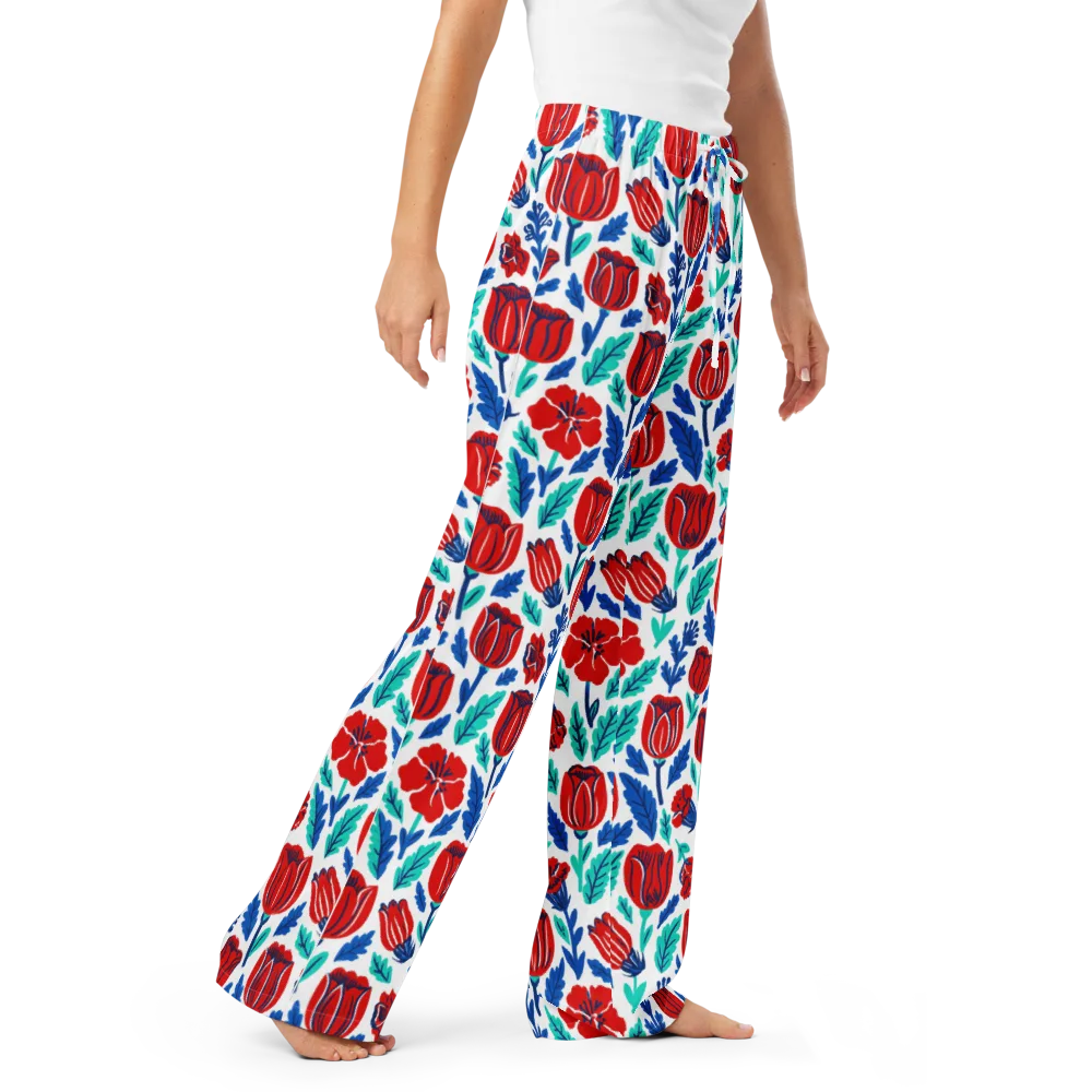 Crimson Garden on Women's Pajama Pants — Right Front