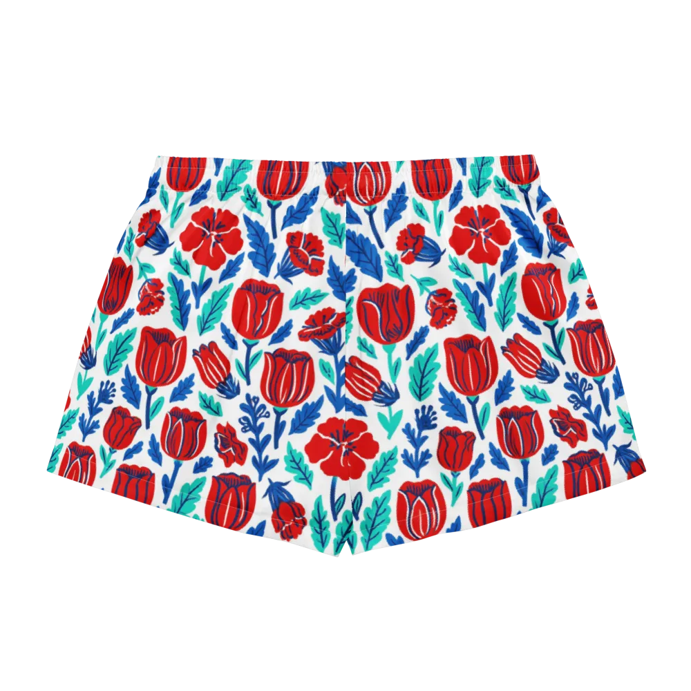 Crimson Garden on Women's Pajama Shorts — Back
