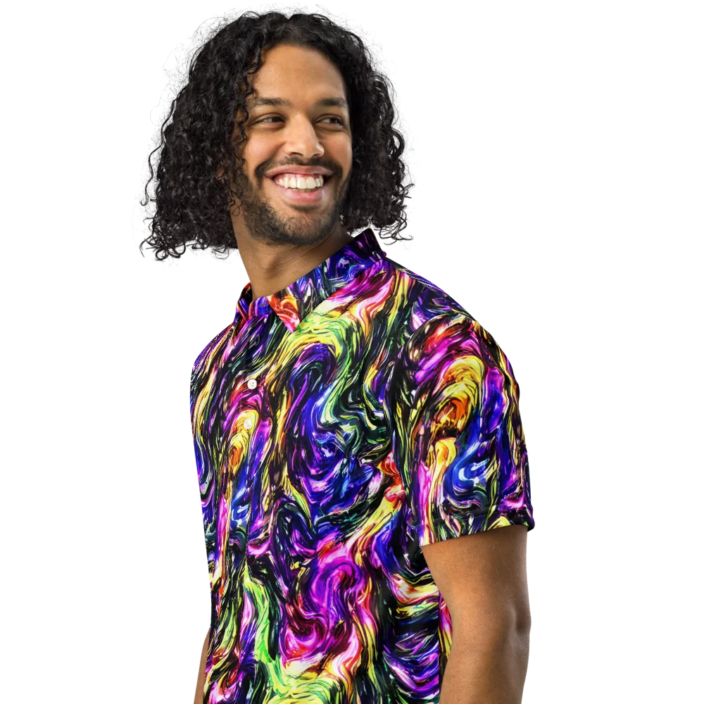 Ember Electric on Men's Slim Fit Polo Shirt — Left Front