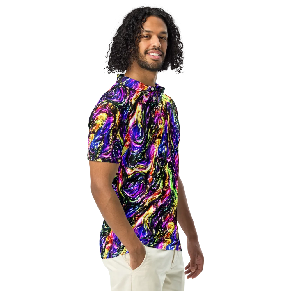 Ember Electric on Men's Slim Fit Polo Shirt — Right Front