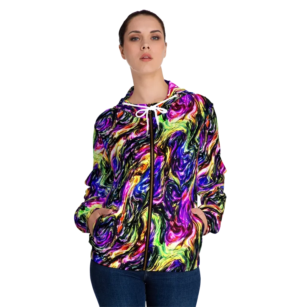 Ember Electric on Women's Full-Zip Hoodie — Front On Person