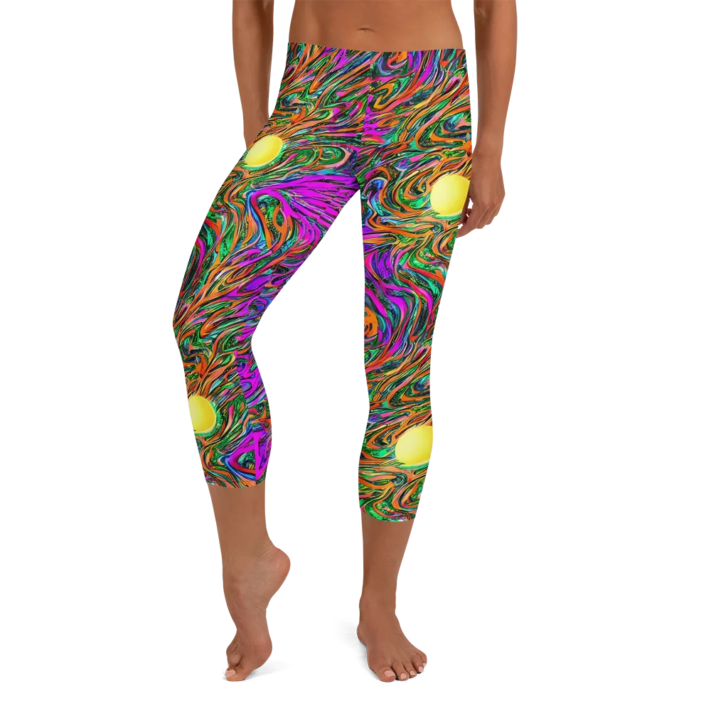 Acid Opulence on Capri Leggings — Front