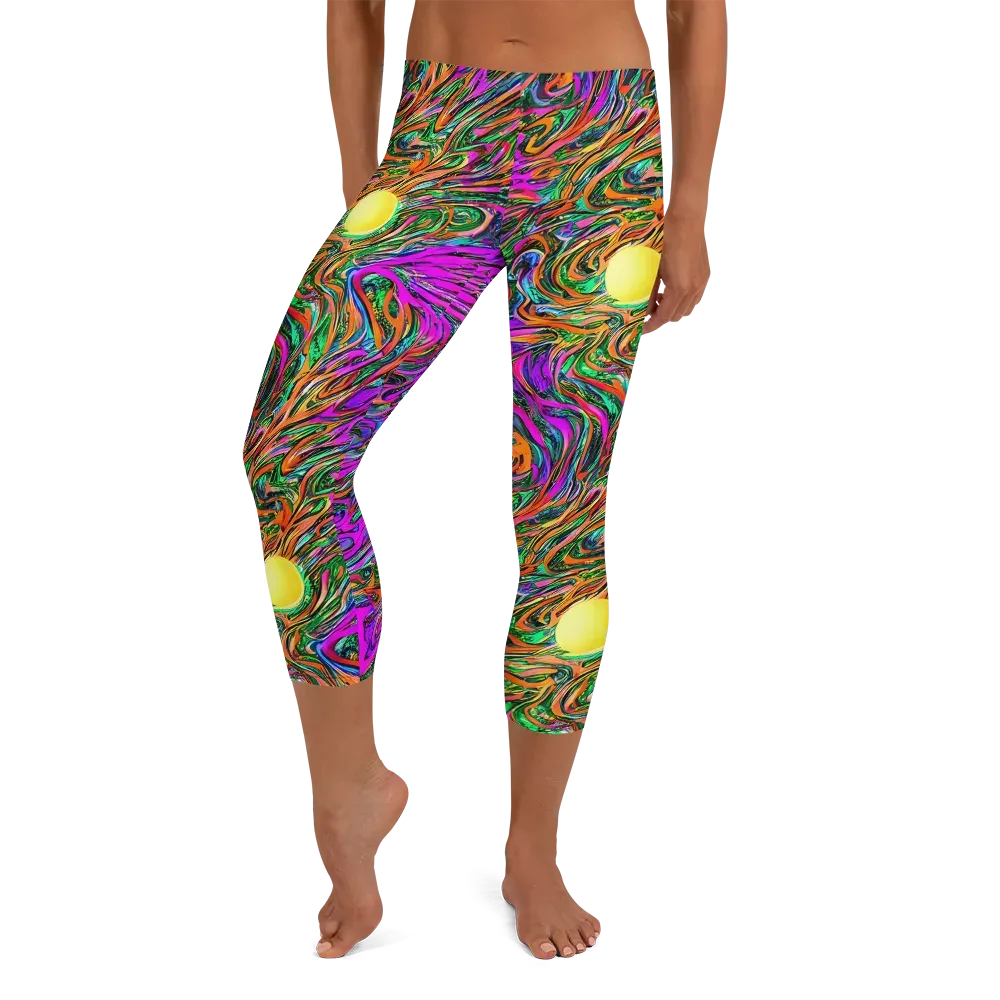 Acid Opulence on Capri Leggings — Front