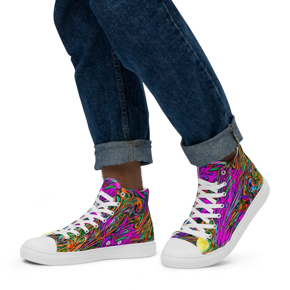 Acid Opulence on Men's High Top Canvas Shoes — Left