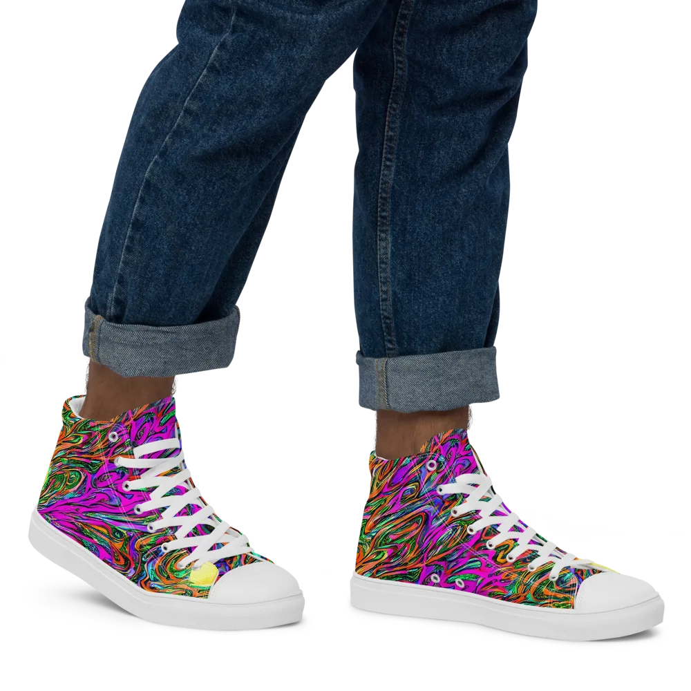 Acid Opulence on Men's High Top Canvas Shoes — Right
