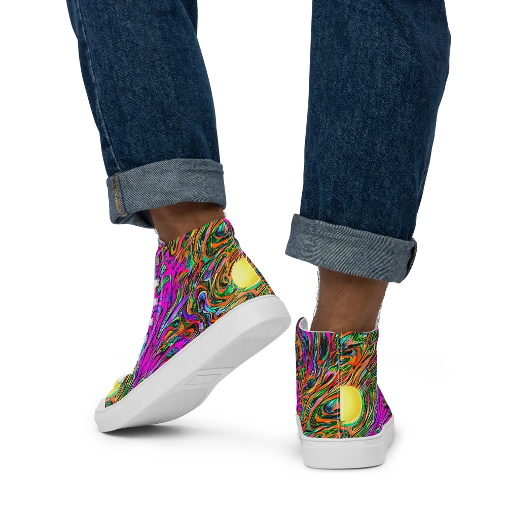 Acid Opulence on Men's High Top Canvas Shoes — Back