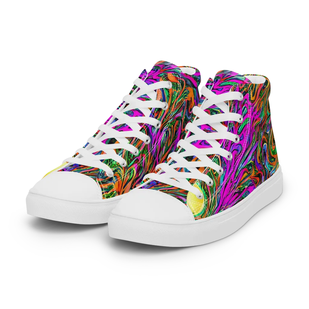 Acid Opulence on Women's High Top Canvas Shoes — Left Front