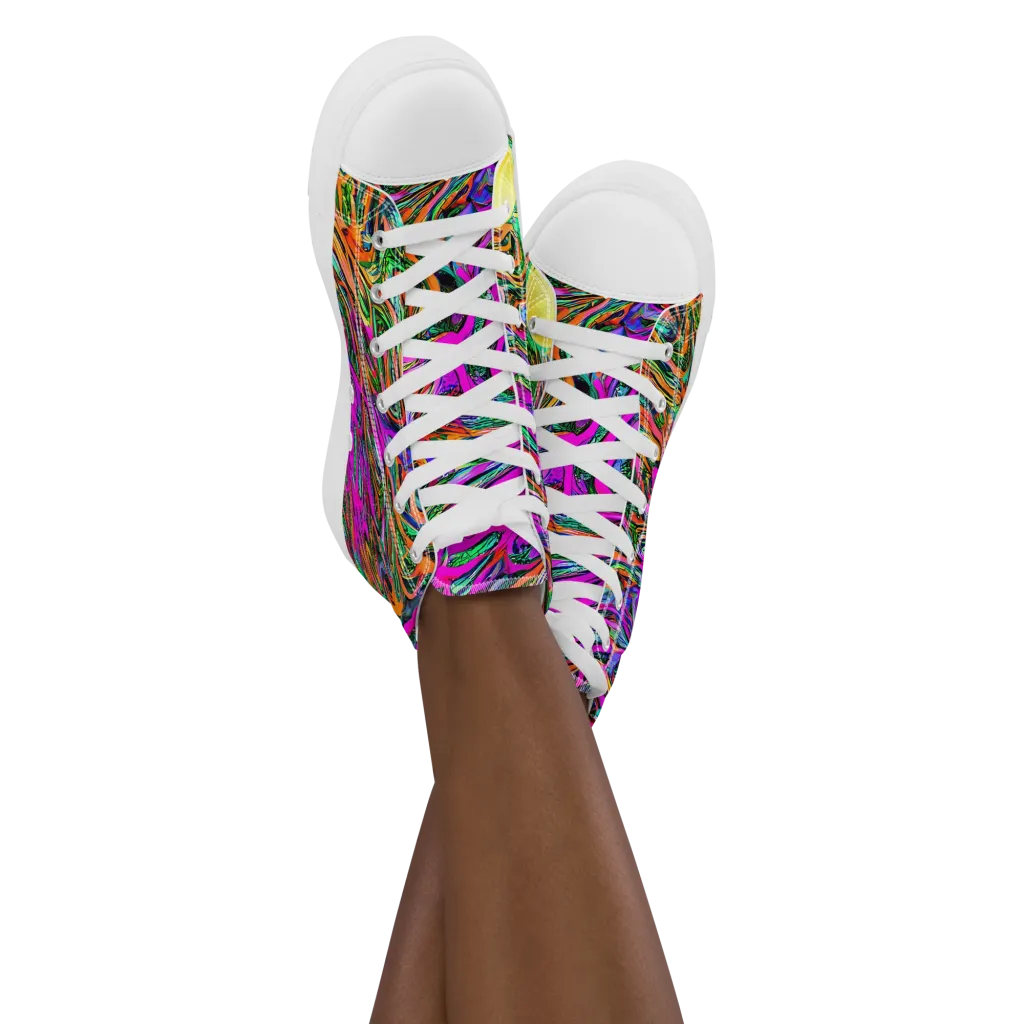 Acid Opulence on Women's High Top Canvas Shoes — Front