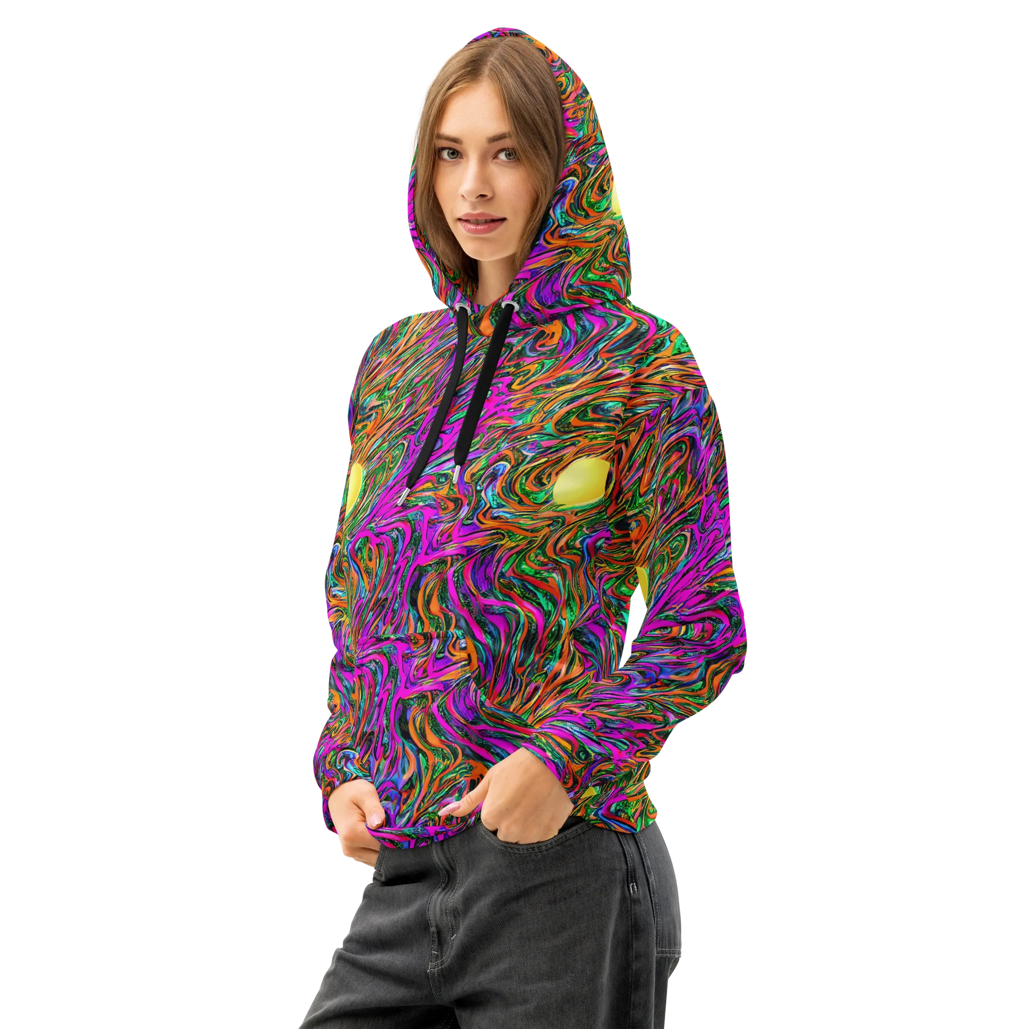 Acid Opulence on Cotton Hoodie — Left Front