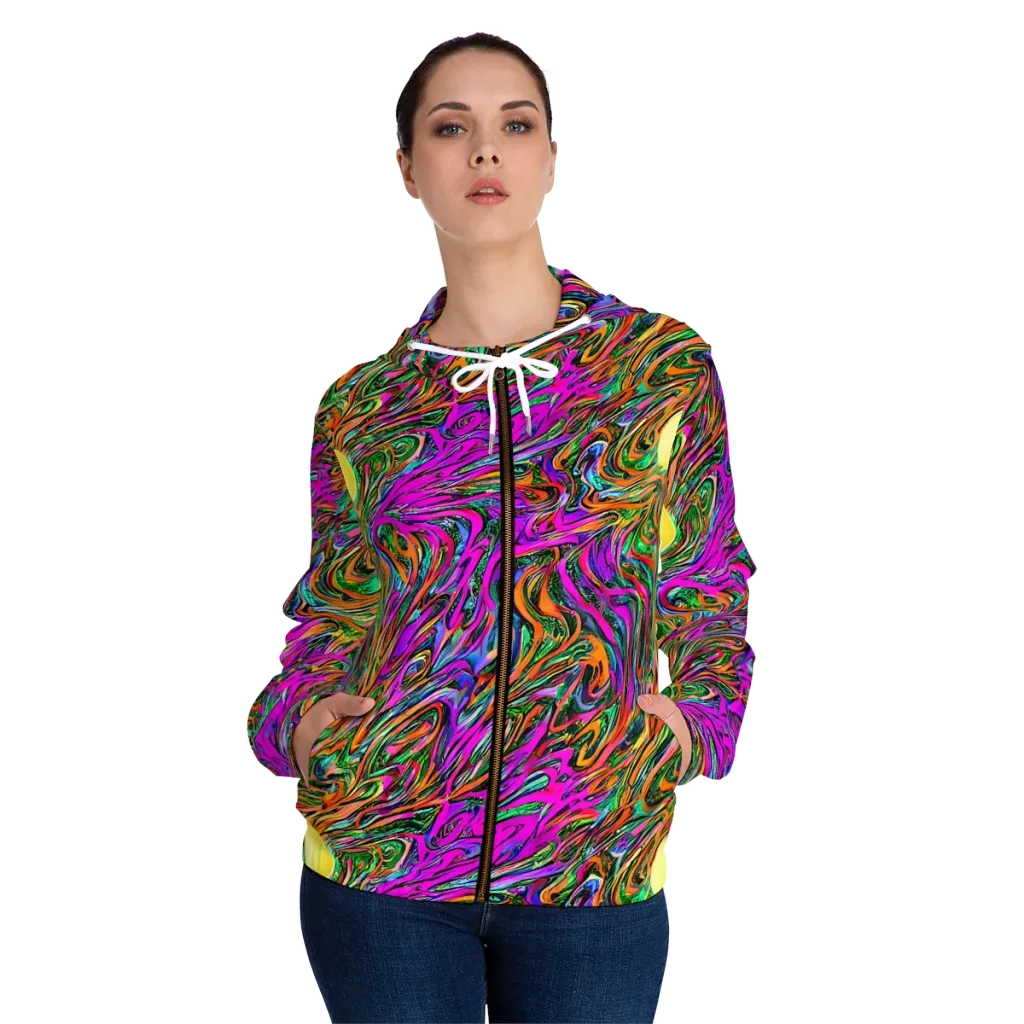 Acid Opulence on Women's Full-Zip Hoodie — Front On Person