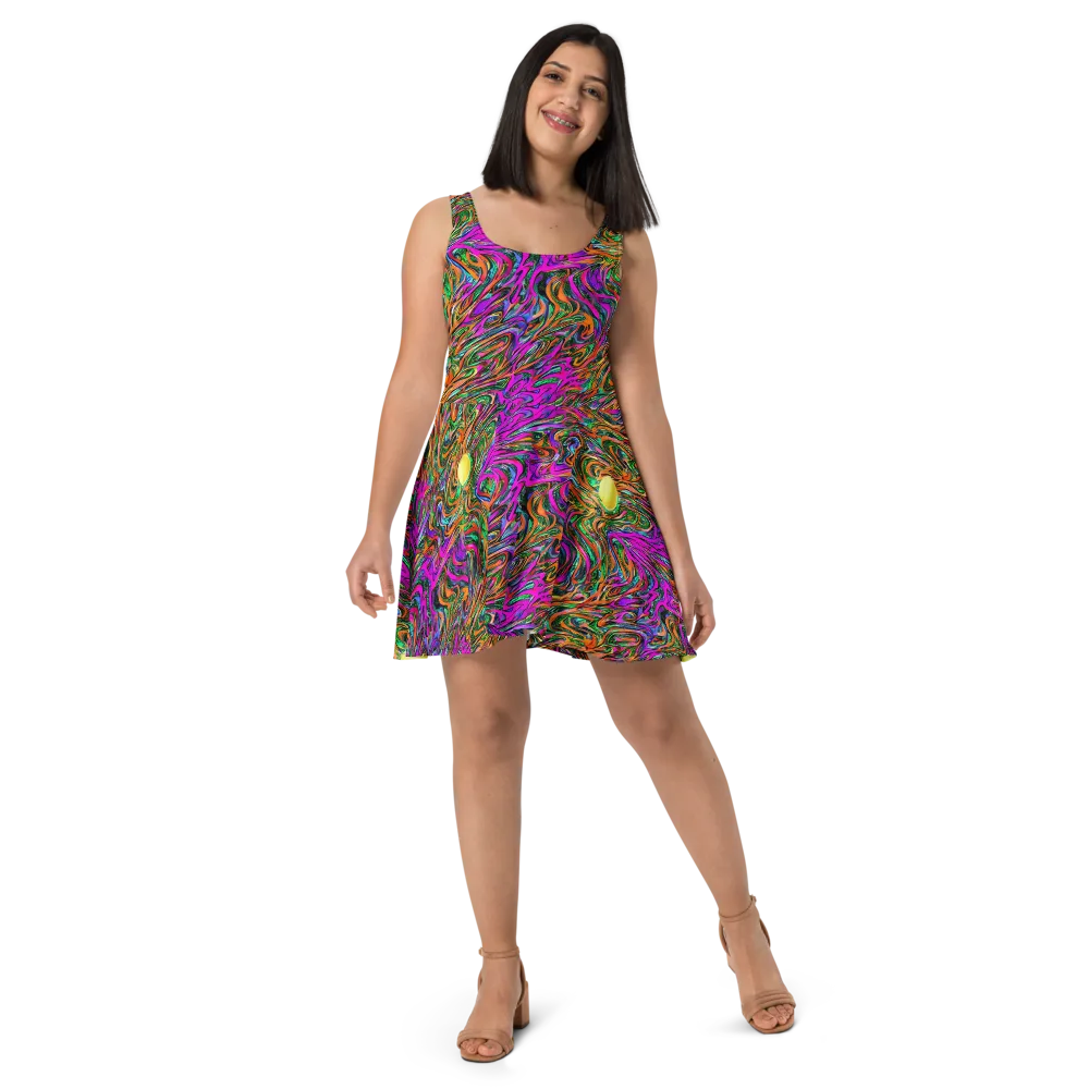 Acid Opulence on Skater Dress — Front