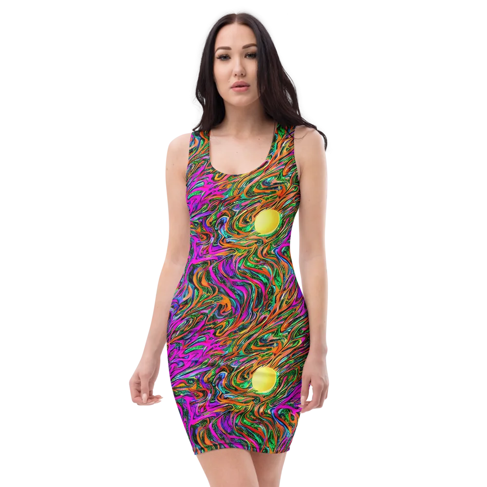 Acid Opulence on Bodycon Dress — Front
