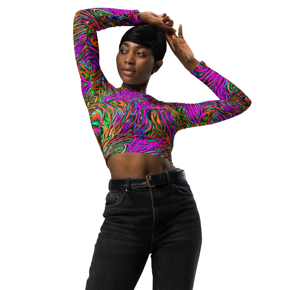 Acid Opulence on Long Sleeve Crop Top — Front