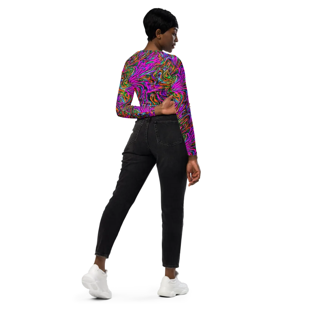Acid Opulence on Long Sleeve Crop Top — Right Back